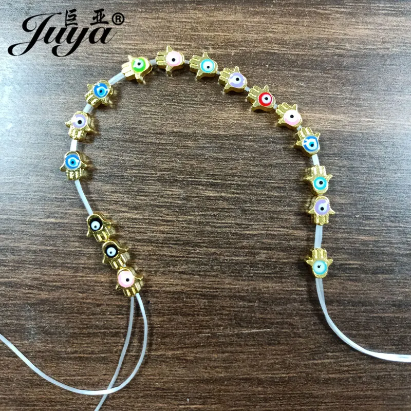 30pcs/lot Palm Evil Eye Beads For Jewelry Making 7mm Metal Spacers Bead Supplies Needlework DIY Bracelets Necklaces Accessories