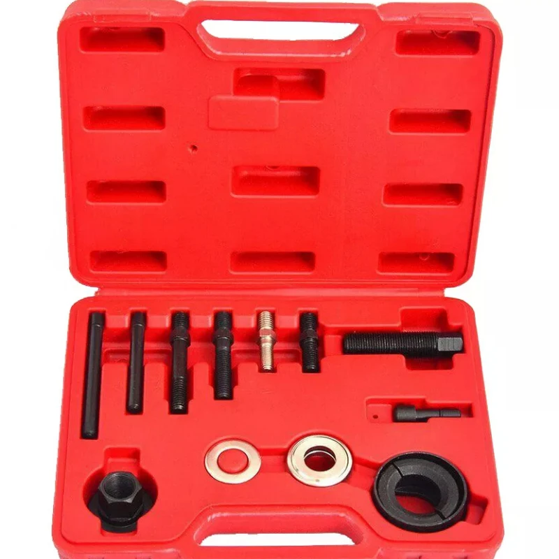 14PCS Pulley Puller and Installer Kit Auto Power Steering Pump Pulley Puller Remover/Installer Tool Alternator for GM Ford