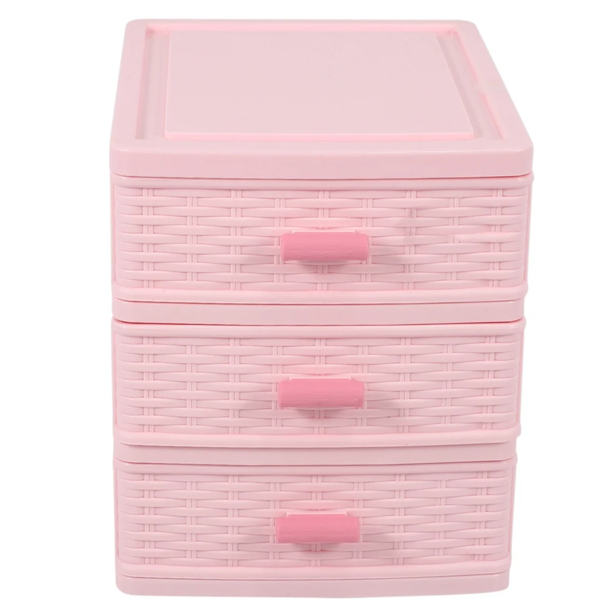 Plastic Jewelry Storage Box, 3 Compartment, Pink Drawer Organizer