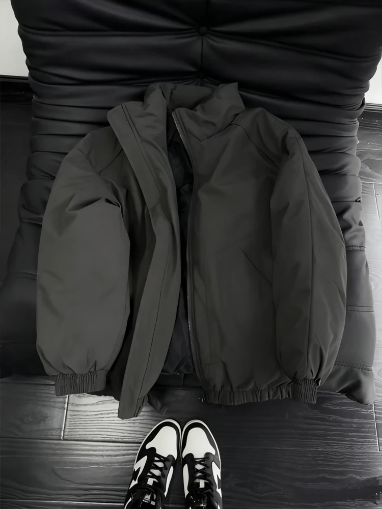 

Bla Bomber Cotton Jaet Men's Thi Warm Winter Coat ort ape Workwear Baseball Outfit Stand Fit Pure Color Zipper