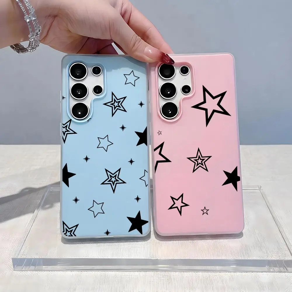 fashion five-pointed star Phone Case For Samsung S26 S25 S24 S23 Ultra Clear Jelly Soft TPU Phone Case Transparent Cover