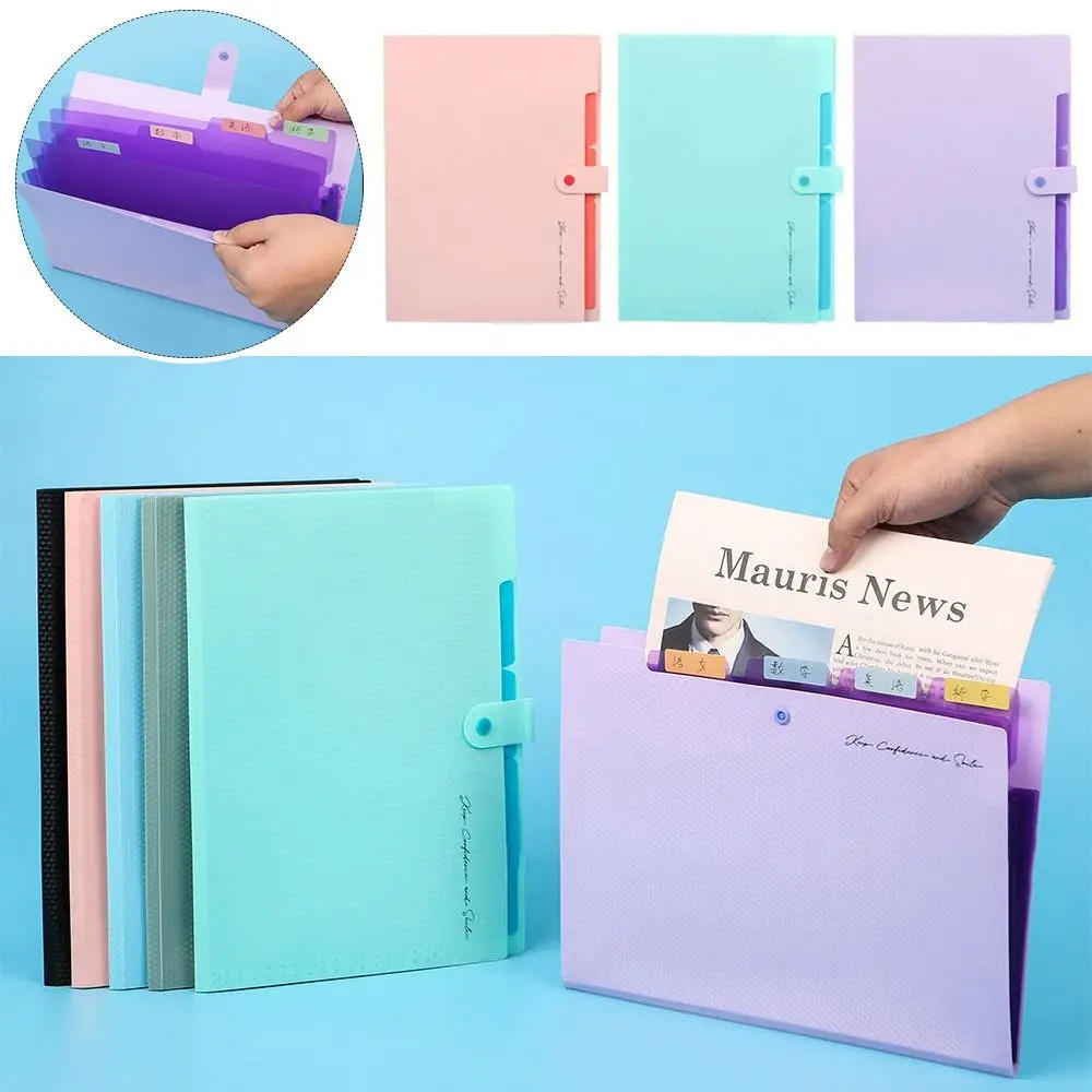 

New PVC Folder Organ Bag Gift 5 Pocket File Folder Organizer Stationery Document Bags Student