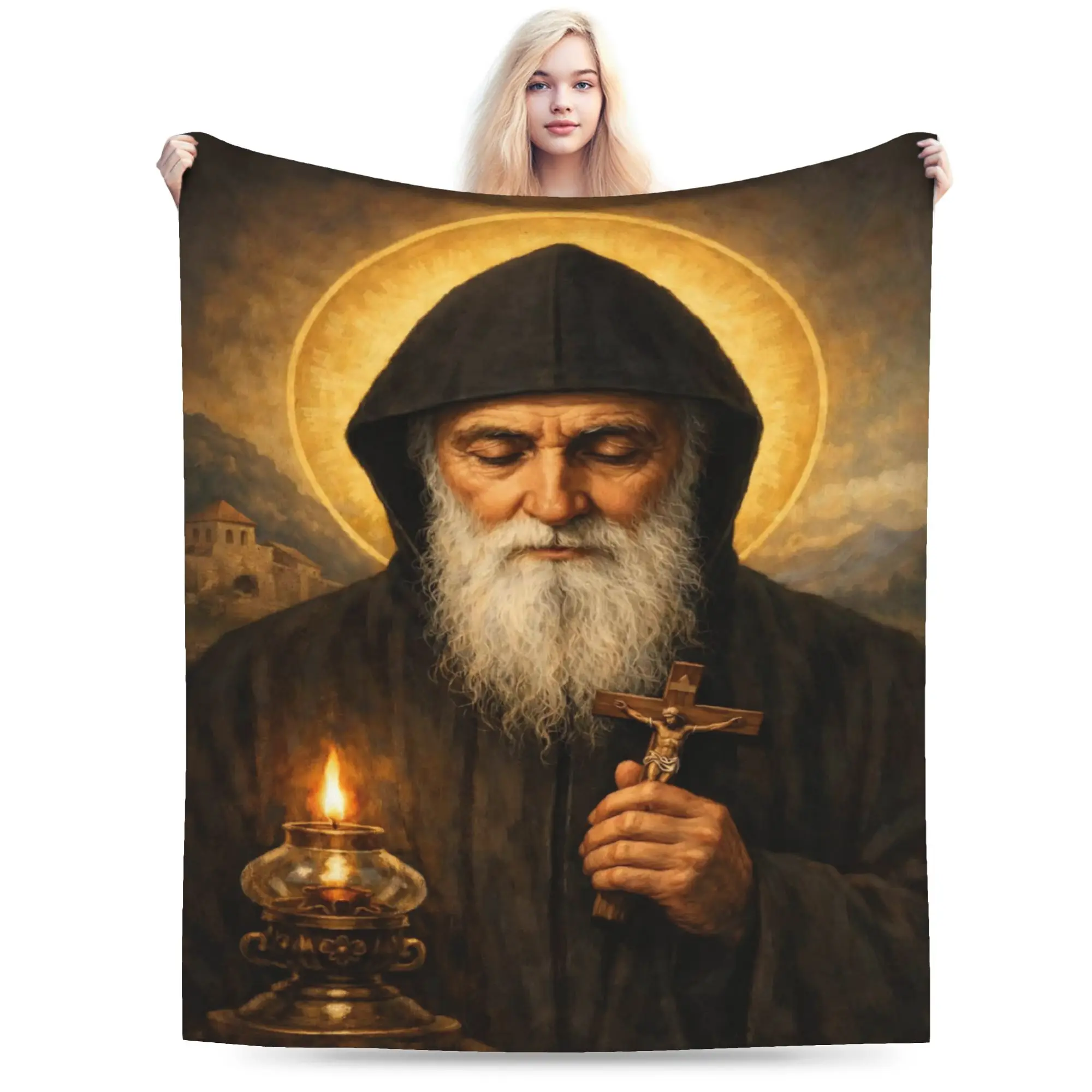 Saint Charbel Blanket Cozy Soft  Throw Blankets for Couch 50x60 Inch Multiple Sizes Quilt