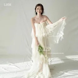 LISM Elegant Ivory Tulle A-Line Korea Evening Dresses Photo Shoot Tiered Ruffles Wedding Prom Gowns Formal Occasion Customised