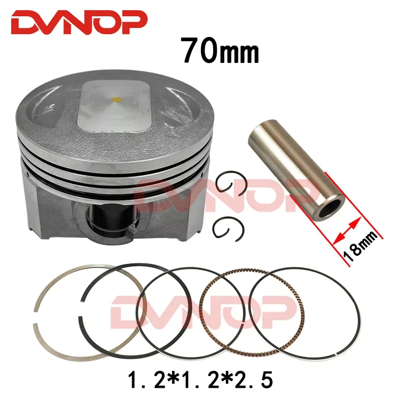 Motocykl 70mm Tłok 18mm Pierścień sworznia 1.2 * 1.2 * 2.5mm Zestaw do Zongshen SB250 HX250 SB HX 250 CG300 Off-road Dirt Bike Tricycle Part