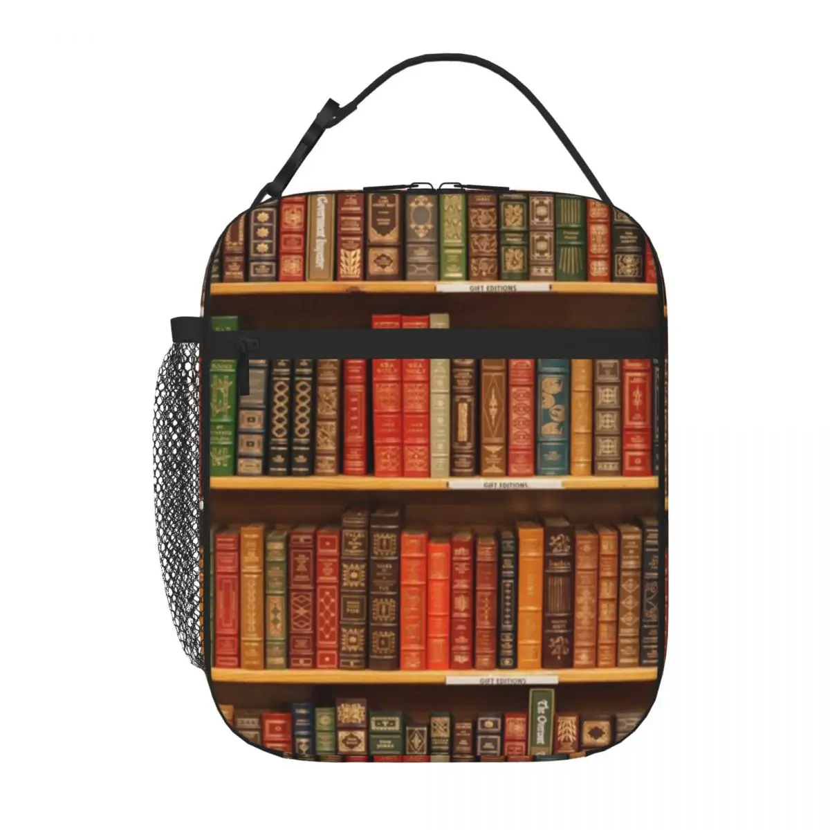 Hot Sale Vintage Book Spine Art Plain Design Food Tote Bag Boating Trip Insulated Tote