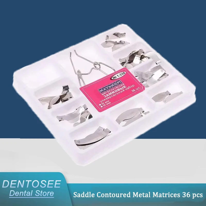 

36pcs Dental Matrix Springclip Kit No.1.330 w/Contoured Metal Matrices Full Set for Dental Restoration & Saddle