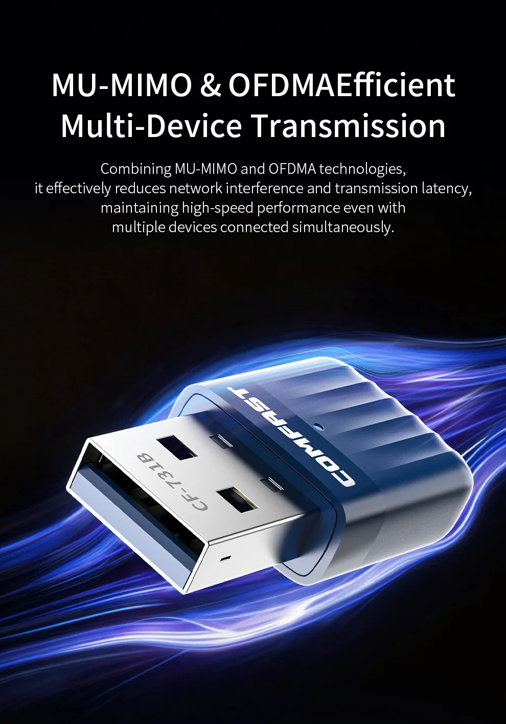COMFAST WiFi 6 USB-Adapter 900 Mbit/s Dualband 2,4/5G Bluetooth 5.3 Free Drive RTL8851BU Netzwerkkarte für PC Laptop Windows 10/11 – Detail 28