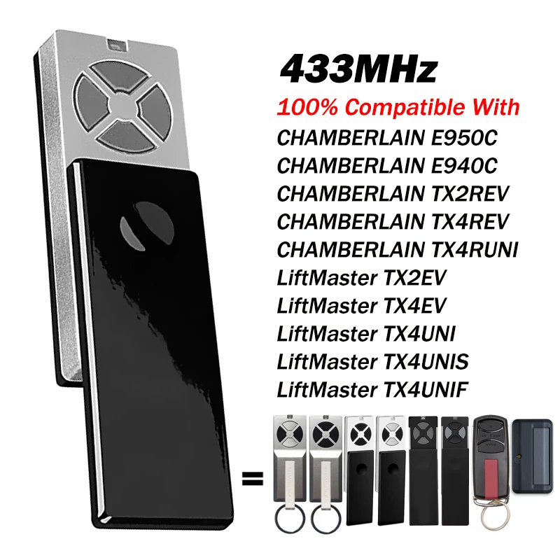 Work With 433MHz LiftMaster TX4UNI TX2EV TX4EV Gate Remote Control and CHAMBERLAIN E950C E940C TX4RUNI TX2REV TX4REV Gate Opener