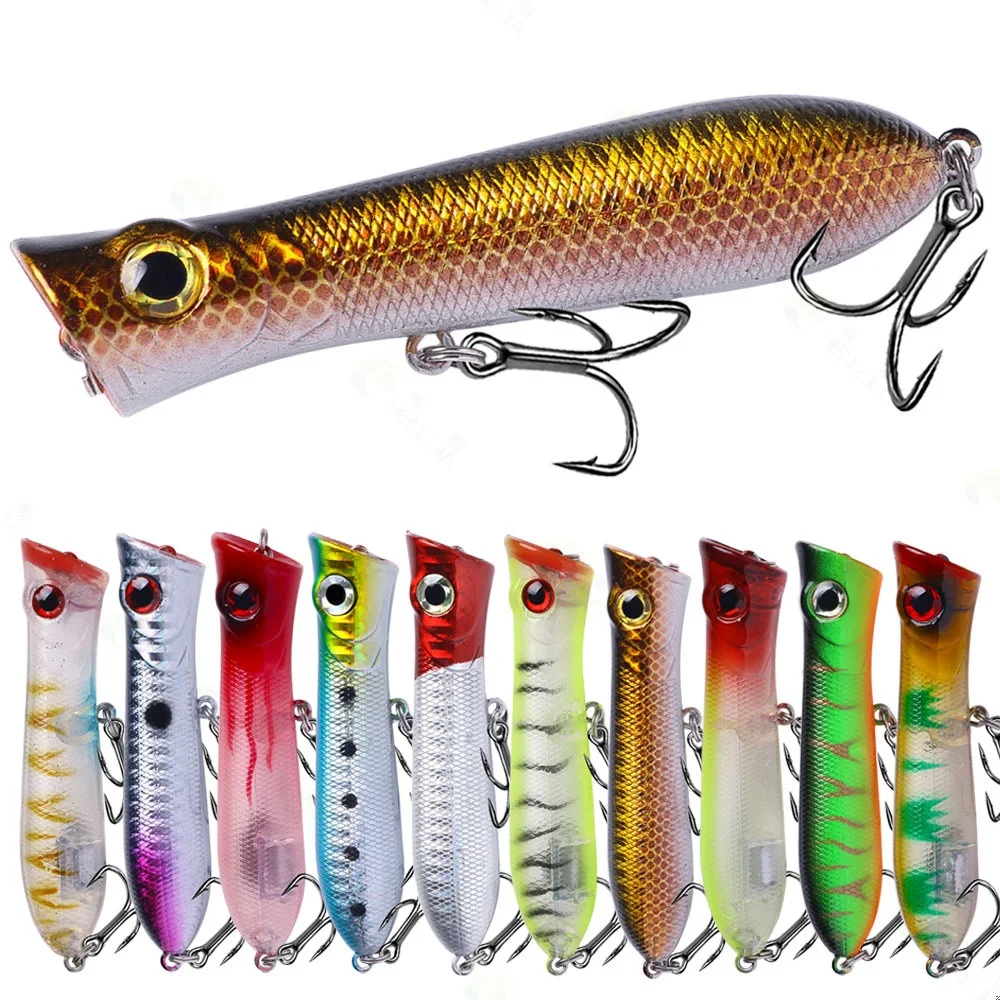 

1PC Popper Fishing Lure 8cm-12g Floating Wobbler Minnow Bait Hard Artificial Swimbait TopWater Noisy leurre duro cebo