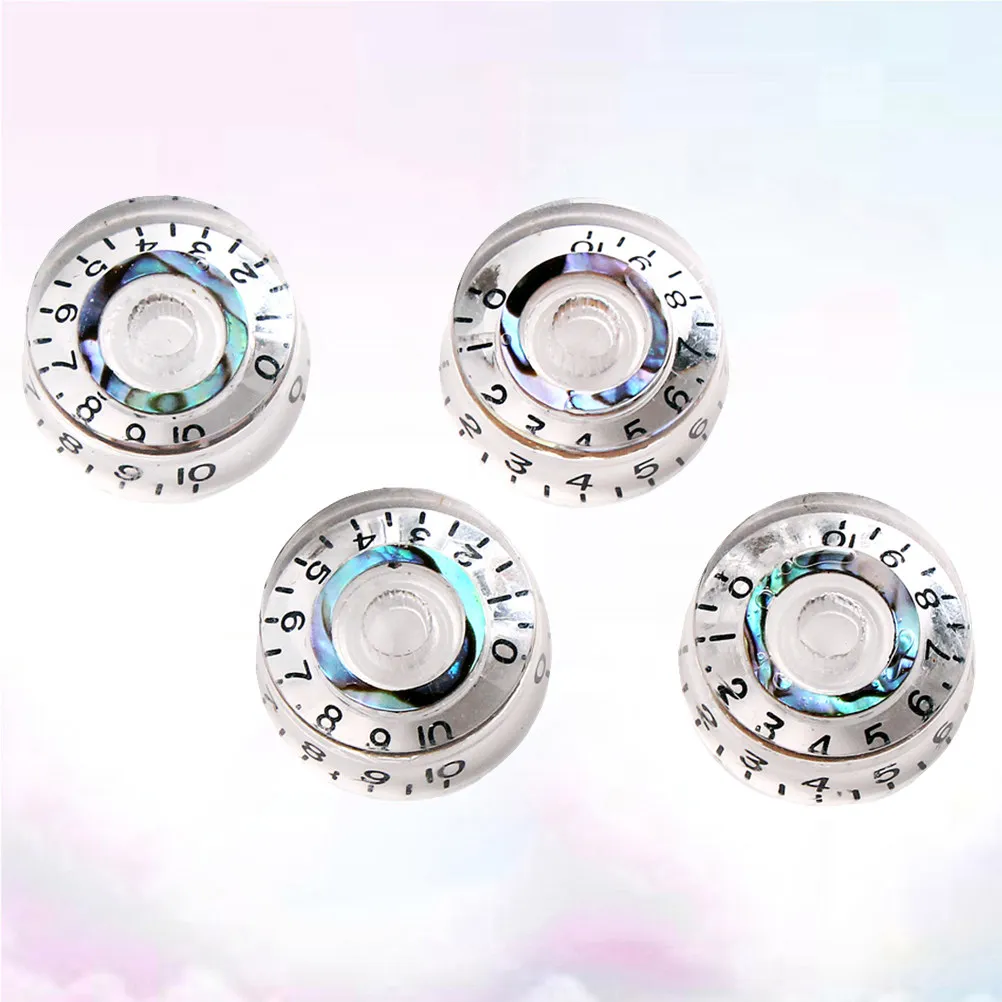 4Pcs Transparent Volume Tone Speed Control Knobs for Electric Guitar Replacement High Durability Knob Cap Set Style