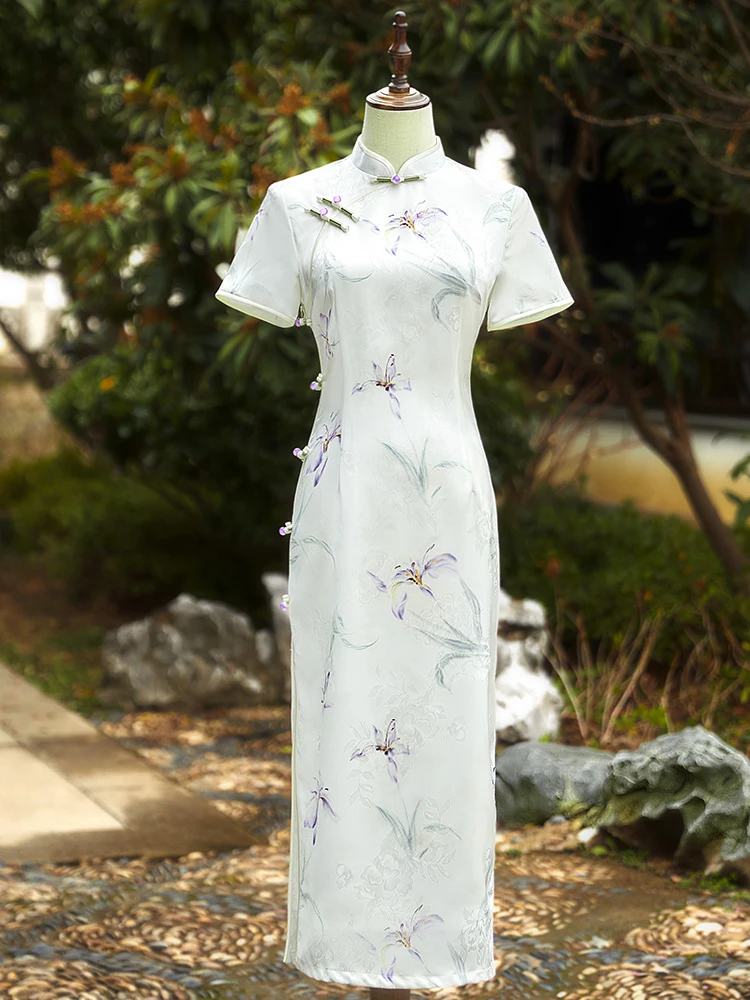 

Новое китайское летнее платье для молодых женщин, дышащее, из полиэфирного волокна, с коротким рукавом, миди-платье для девочек