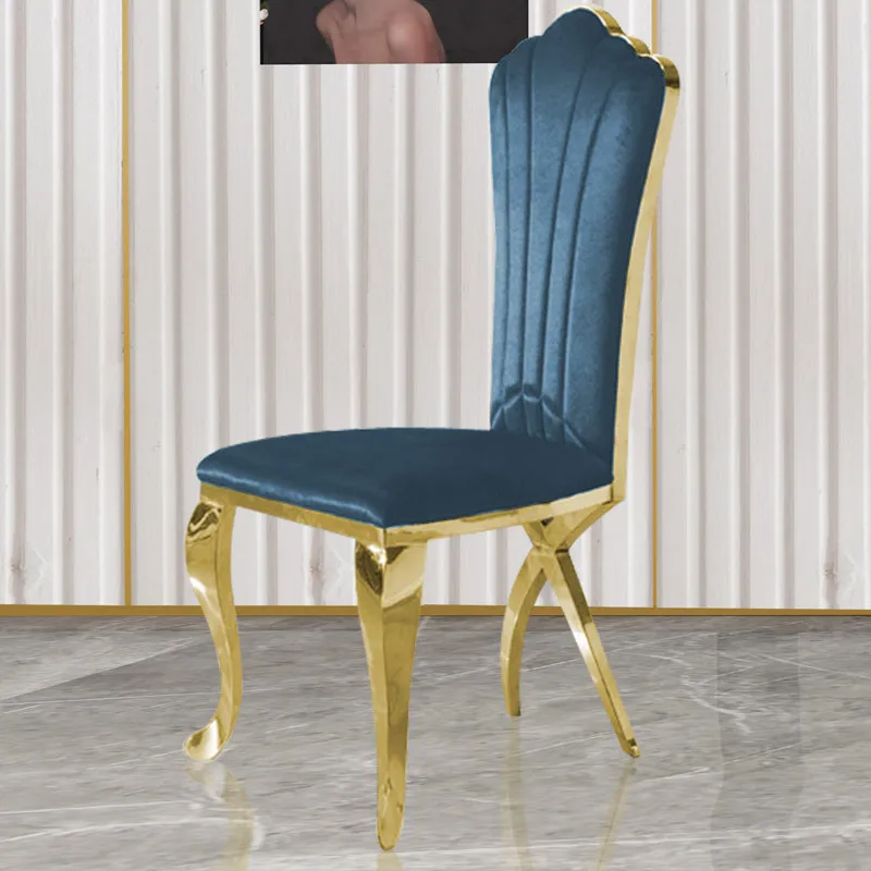 Light luxury stainless steel dining chair flannel chair wine restaurant leather chair modern simple European style fashion