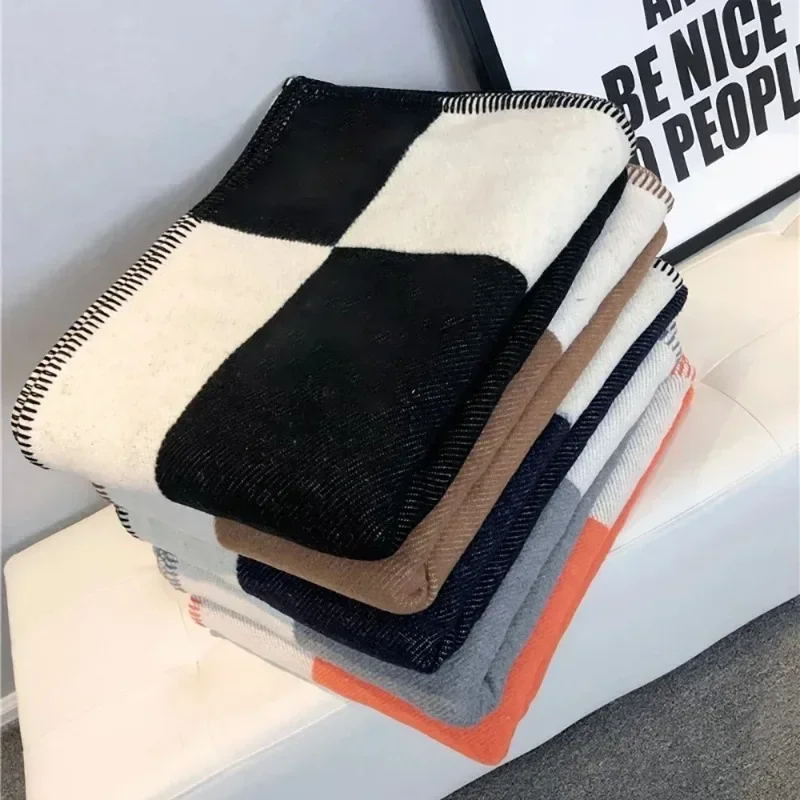 

130x170Cm Plaid Cashmere Blanket Super Soft Warm Wool Knitted Scarf Shawl Suitable Air Conditioning Sofa Blanket Home Decoration