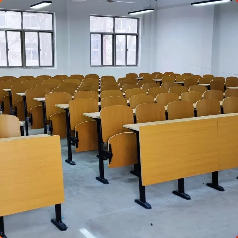 School Fixed Desks And Chairs Ladder Classroom Row Seats Durable Metal Frame For University Lecture Hall Multimedia Training