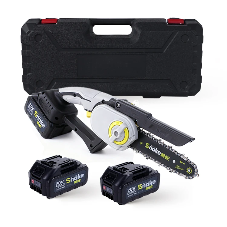 

New Arrival HS-604 6 Inches Mini Portable Electric Chainsaw Tool with 2 Batteries & 1 Charger for Home Garden Woodworking