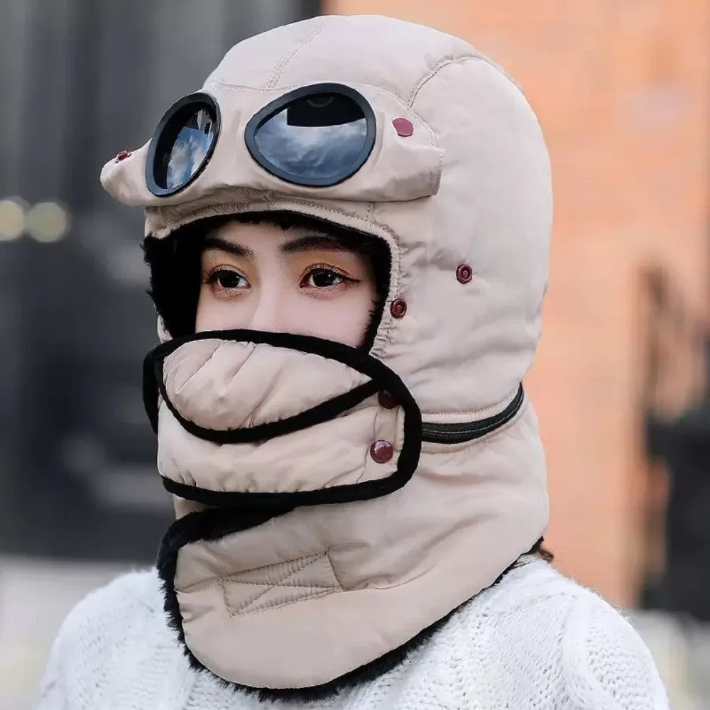 

Съемная маска, зимняя термошапка с очками, толстые ушанки, шапки-бомберы, противотуманные шапки 4 в 1, русская ушанка