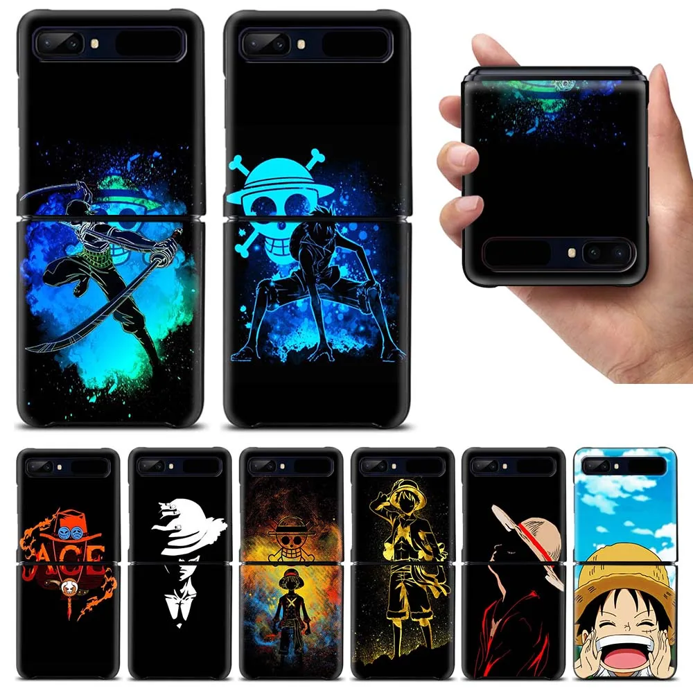 

Cool Anime One Piece Phone Case For Samsung Galaxy Z Flip 3 4 5 6 7 5G Shockproof Mobile Black Hard Shell Cover