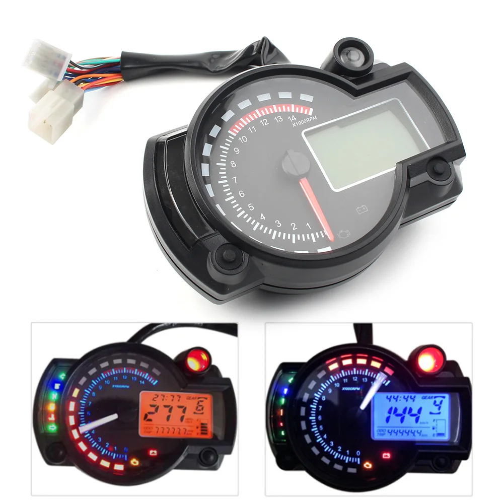 Motorcycle Speedometer Tachometer Gauge Odometer Universal LCD Digital Display 15000rpm