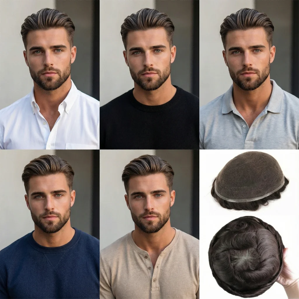 Full Lace Toupee Men | Human Hair Hairpiece With Natural Temples & Nape, Undetectable Hair System