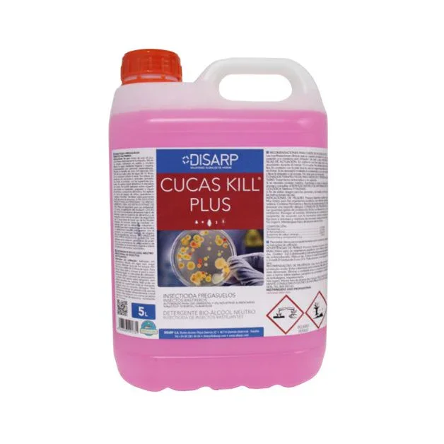 Disarp Cucas Kill Plus 5L - Fregasuelos Insecticida con Permetrina para Eliminar Cucarachas, Hormigas y Arañas, Altamente Perfumado, Efectivo en Todo Tipo de Suelos.