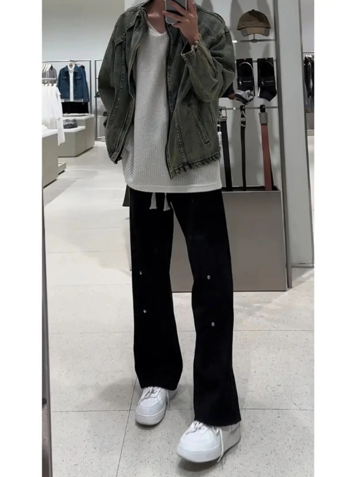 

Men's Suede Lazy Sle Casual Pants Spring Autumn Loose Wide Leg Trousers American Retro Straight Cut Leisure Pants