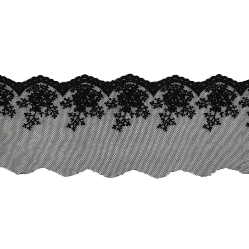 Beige White Black Embroidery Lace Trim, 11cm Width