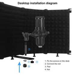Foldable Studio Microphone Shield 3/5 Panel Adjustable Microphone Shield Isolation Reflection Filter Vocal Booth for Recording