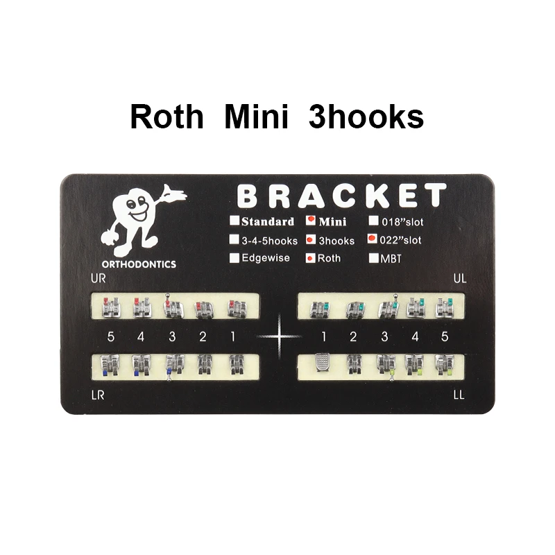 5 عبوات من الأقواس المعدنية لتقويم الأسنان، دعامات صغيرة على شكل نقطة، قاعدة روث/MBT 022/018، فتحة مع 3/345 خطافًا، مواد طب الأسنان #2