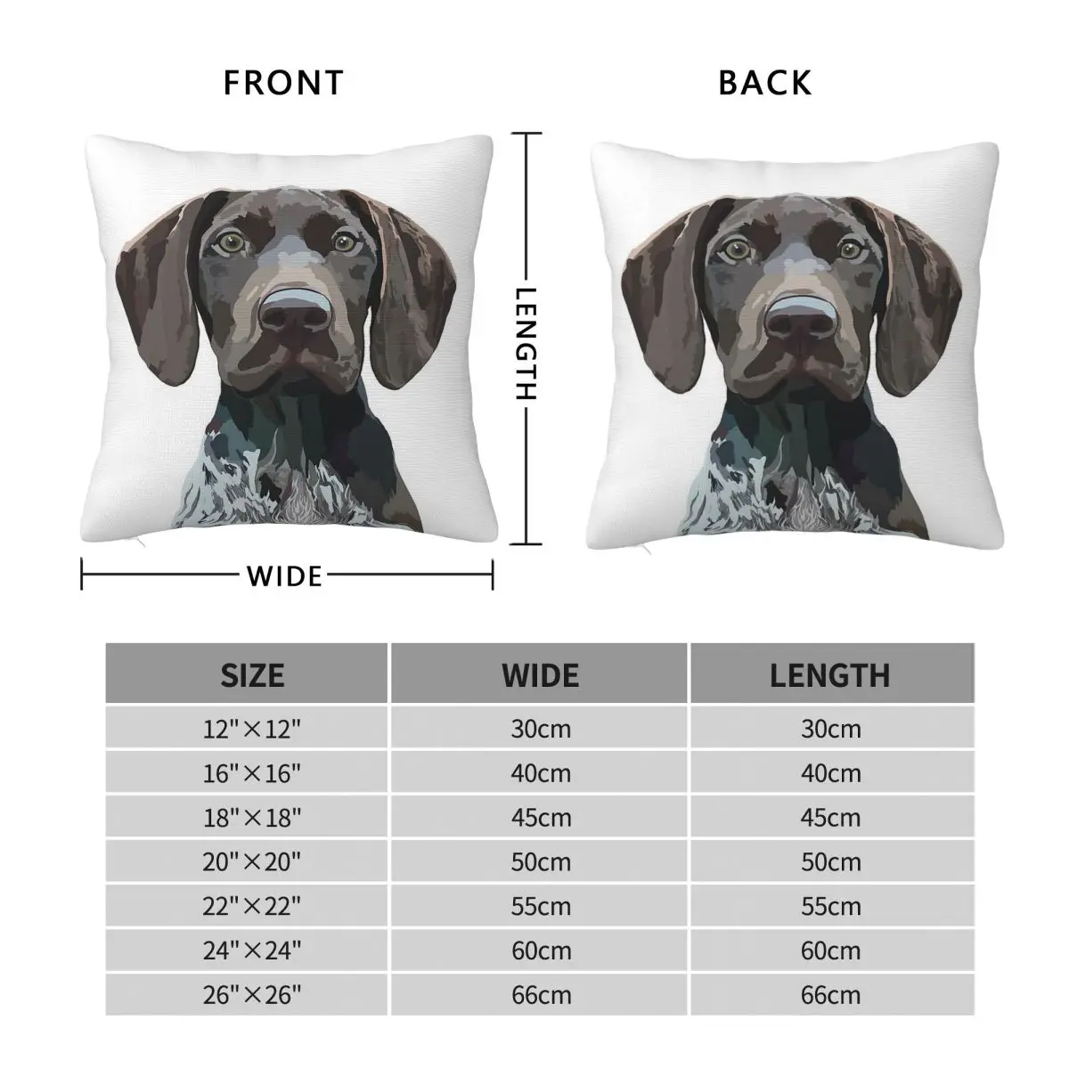 German Shorthaired Pointer Square Pillowcase Polyester Linen Velvet Printed Zip Decor Bed Cushion Cover 45x45