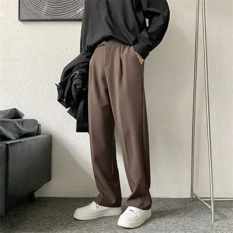 

Korean Suit Pants Men Fashion Social Mens Dress Pants Loose Straight Casual Pants Mens Office Formal Trouser Japan Streetwear
