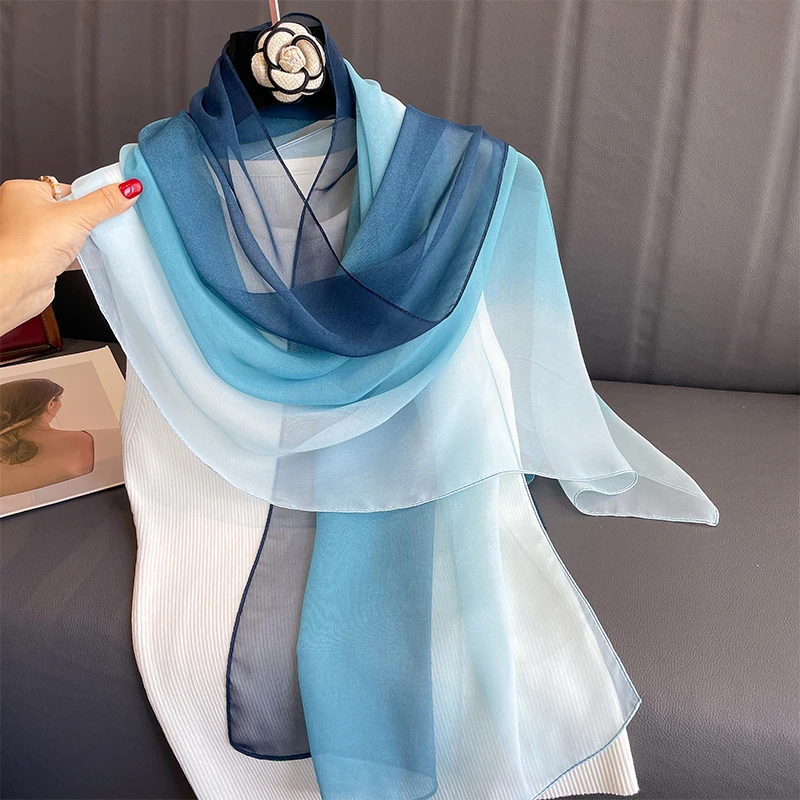 50*160CM Fashion Women Chiffon Gradient Scarf Shawl Luxury Elegant Lady Versatile Sun Protection Decorate Scarves Headscarf