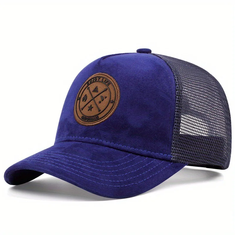 Summer round label baseball cap men's mesh versatile sun shading