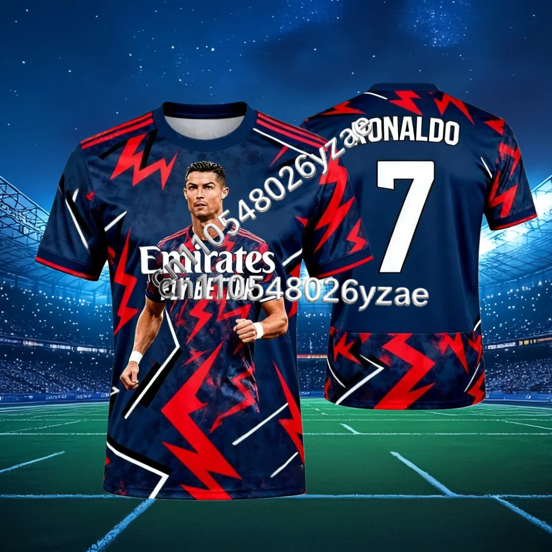 

AI Ronaldo No. 7 Football Jersey Men's Sports T-shirt 3D Printing Autumn Dry Quickly Men's T-Shirt Children's Clothing Tee