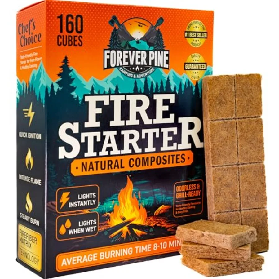 

Fire Starter Cubes 160 pcs Easy BBQ Ignition Natural Waterproof Odorless Firestarter Squares for Campfire Charcoal Grill Outdoo