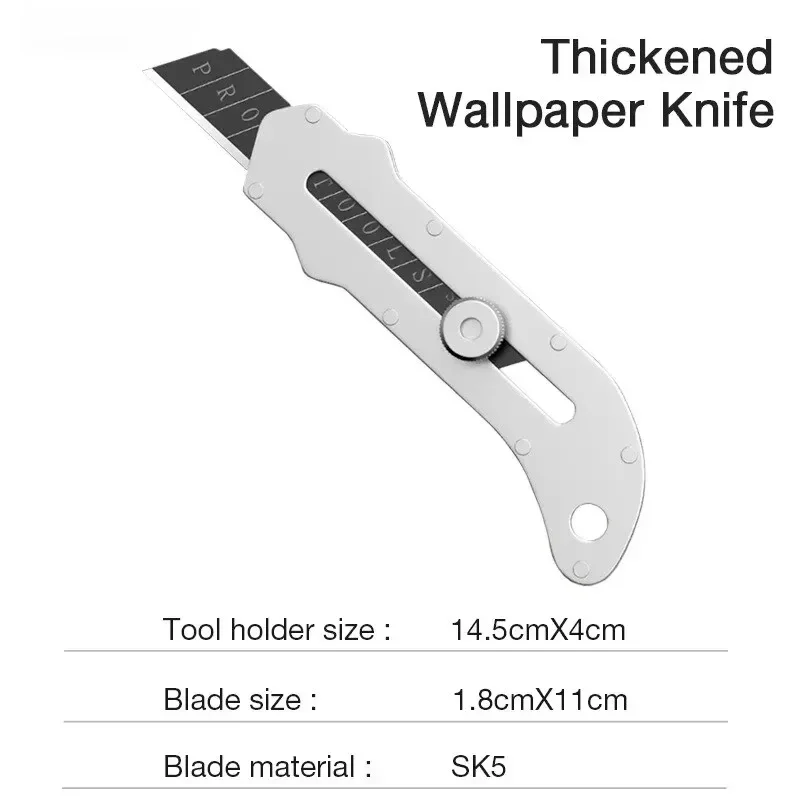 Nuevo cuchillo de utilidad de acero inoxidable, soporte para cuchillos de papel tapiz de acero, duradero, resistente, bloqueo Manual de corte rápido, soporte para herramientas pesadas