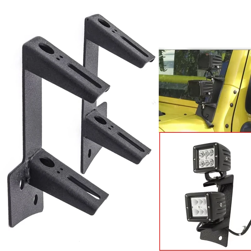 

A-Pillar Windshield Hinge Mounting Light Brackets for Offroad LED Fog Work Light for 2007-2017 For Jeep For Wrangle JK