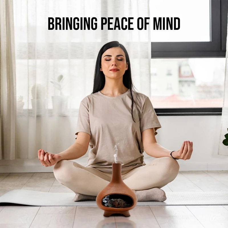 مبخرة مصنوعة يدويًا من السيراميك مبخرة مدخنة طبق لطخة وعاء للعصي المريمية مع فرشاة