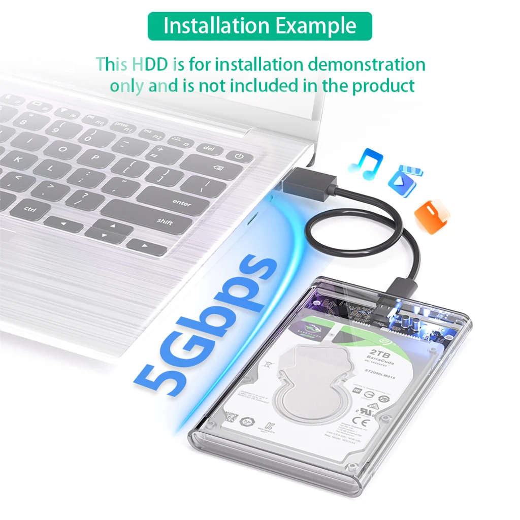 

2,5-дюймовый корпус жесткого диска SSD Прозрачный корпус жесткого диска SATA к USB 3.0 / Тип C Чехол для жесткого диска l Внешний корпус жесткого диска для портативных ПК
