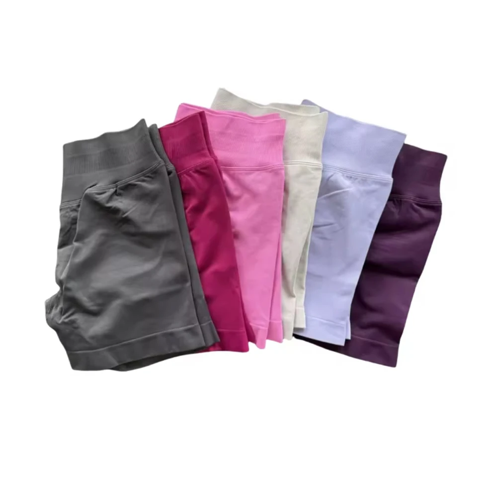 Cor sólida shorts de yoga feminino respirável hip lift calças de fitness calças de ciclismo leggings elásticos cintura alta