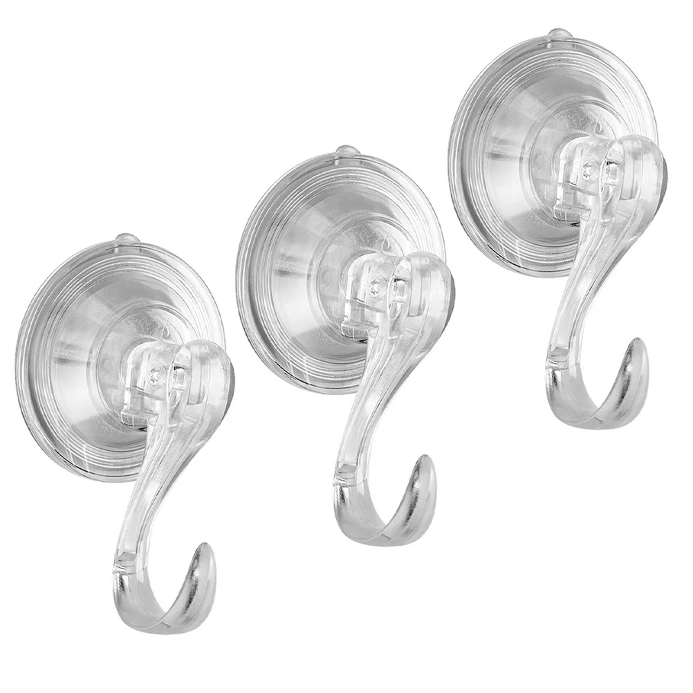 

3pcs Heavy Duty Suction Cup Hooks Transparent Bathroom Kitchen Wall Hanging No Nails Vacuum Suction Cups Towel Shower Curtains