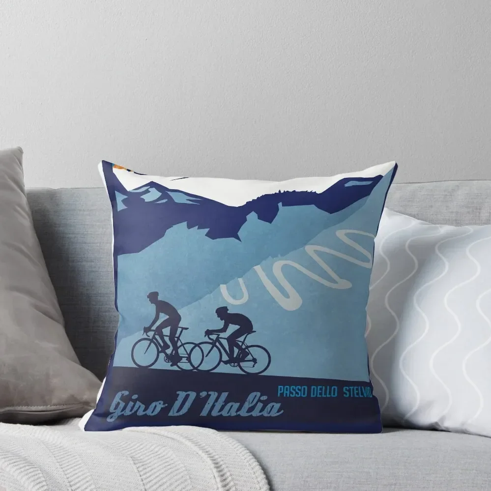 Giro D' Italia Retro Passo Dello Stelvio Cycling Poster Throw Pillow anime girl luxury home accessories Pillow