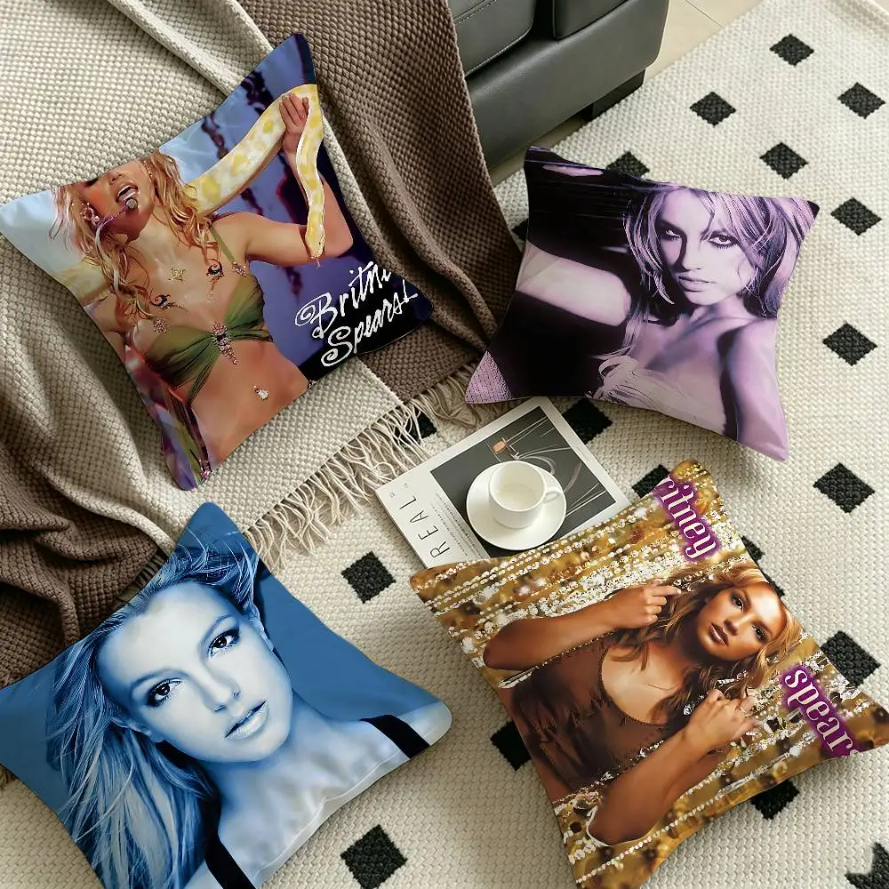 de Britneys Spears singer Pillow Covers Cartoon Sofa Decorative Home Double-sided Printing Short Plush Cute Cushion Cover