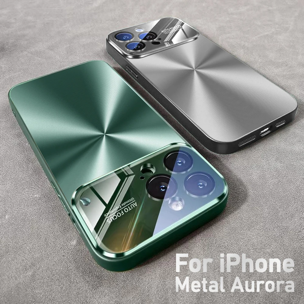 Luxo Grande Janela Silicone Capa Para Iphone 15 14 Plus 13 12 11 Pro Max Apple Case Padrão CD Metal Aurora Câmera Proteção
