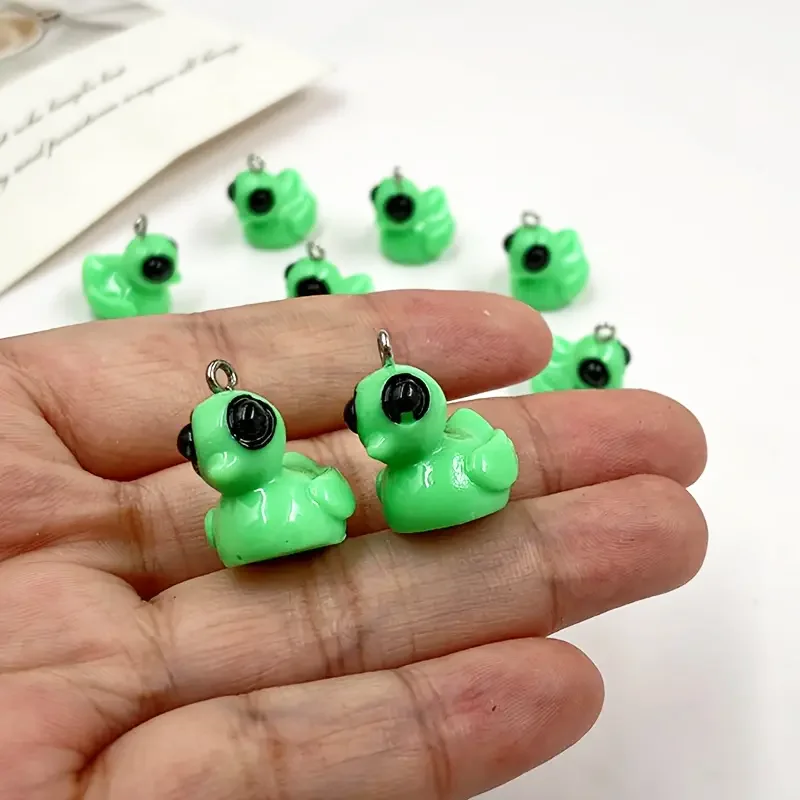 

10pcs Cute Green Alien Duck Charms, Resin Animal Pendants for Jewelry Making, DIY Earrings & Keychains, Crafting Supplies
