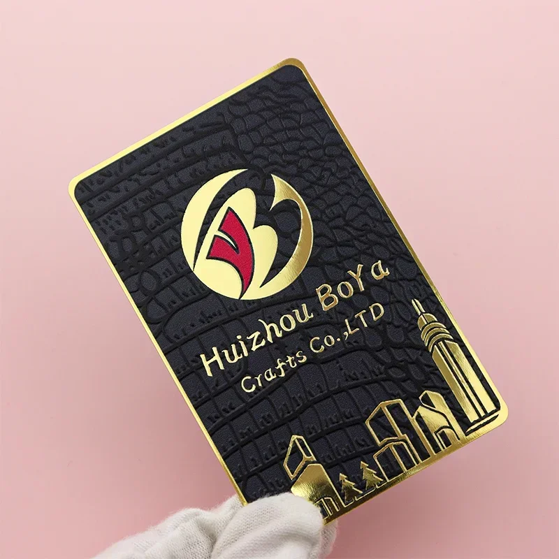 Tarjeta de membresía VIP Premium dorada con espejo en blanco de Metal, tamaño rosa de acero inoxidable, tarjetas de visita de Metal personalizadas Vip, logotipo personalizado