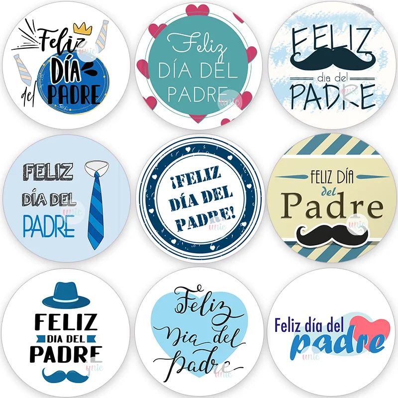 Happy Father's Day Decor Sticker Labels Feliz Día Del Padre Español Self-adhesive Stickers Party Gift Packing Decor