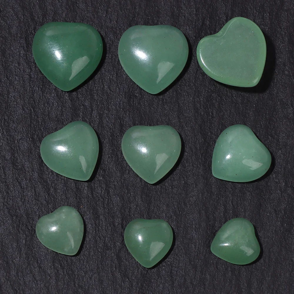 5 10pcs/lot Green Aventurine Heart Cabochon Beads Natural Stone 8 10 12mm Cabochons Fit Pendants Rings Necklaces Jewelry DIY