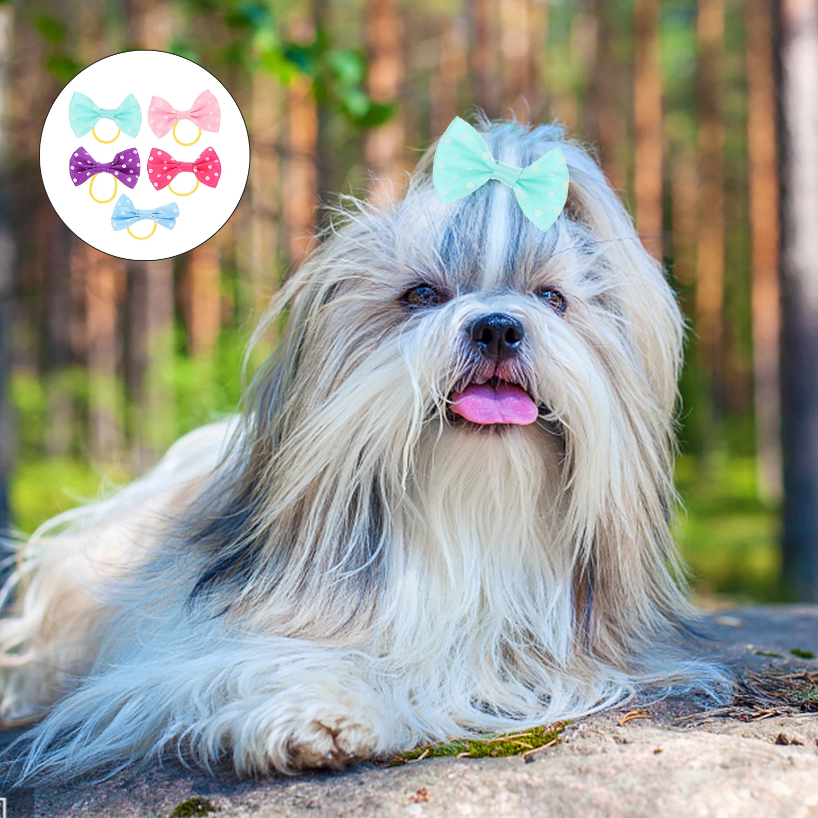 

50Pcs Pet Bowknot Hair Bands Decorative Dog Cat Hair Ties Elastic Headdress Suitable for Puppies Kitten Simple Pet Headdress