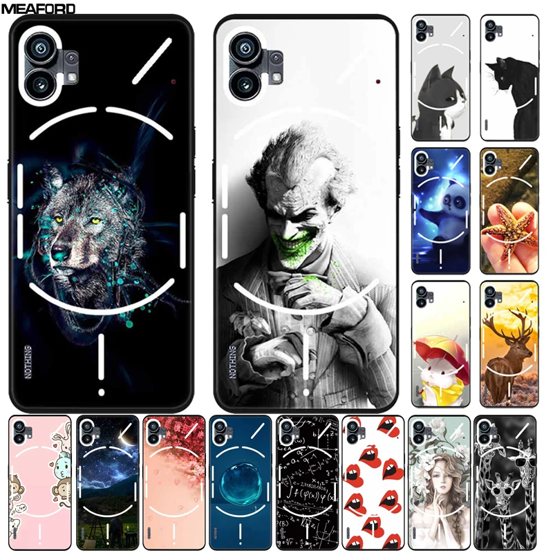 For Nothing Phone 2 Case Fashion Cool Shockproof Black TPU Soft Cover for Nothing Phone 1 One Two Coque Protector Shells Cartoon